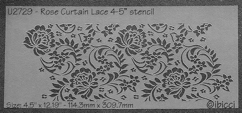 ibicci Rose Curtain Lace stencil 4.5" height
